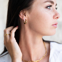 Load image into Gallery viewer, Minerva Colorful Gold Huggie Hoop