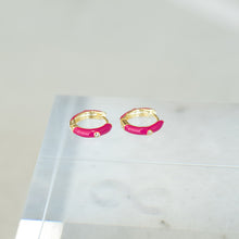 Load image into Gallery viewer, Minerva Colorful Gold Huggie Hoop