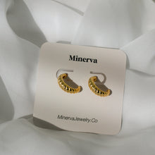 Load image into Gallery viewer, Gold Croissant Half Hoop Earrings