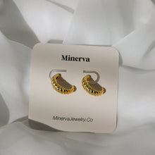 Load image into Gallery viewer, Gold Croissant Half Hoop Earrings