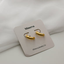 Load image into Gallery viewer, Gold Croissant Half Hoop Earrings
