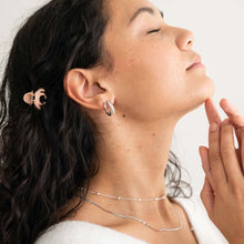 Load image into Gallery viewer, Silver Croissant Half Hoop Earrings