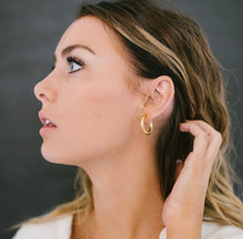 Load image into Gallery viewer, Pearl Gold Hoop Earrings
