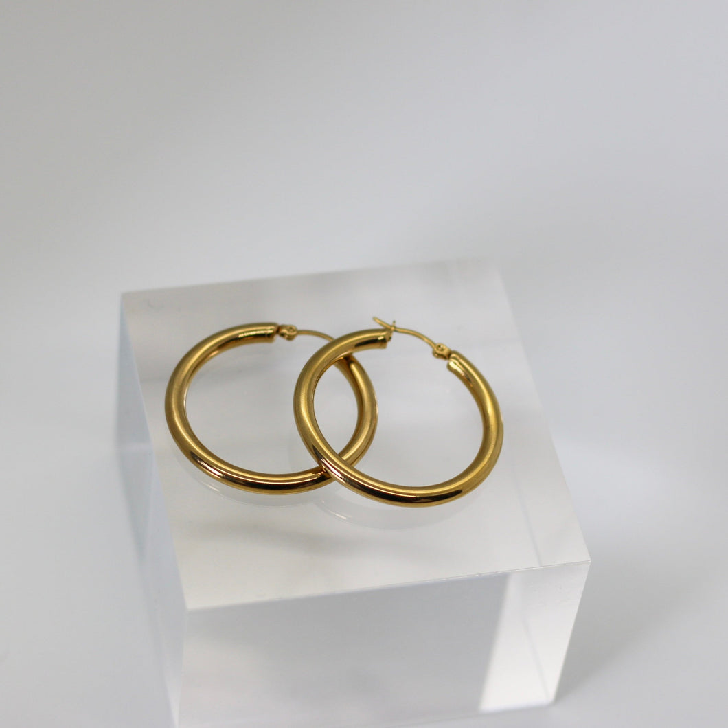 Classic Gold Hollow Hoops - 2