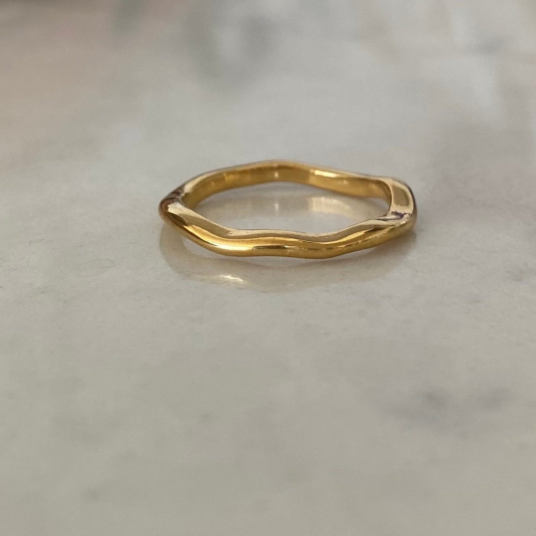 Wavy Gold Stacker Ring