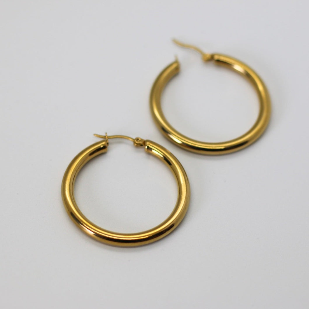Classic Gold Hollow Hoops - 1